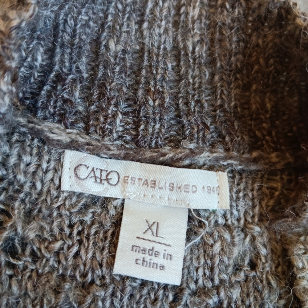 Boho Fall Neutral Casual Poncho Cardigan Wrap Sweater Knit Layers Cato XL Office - Picture 7 of 9